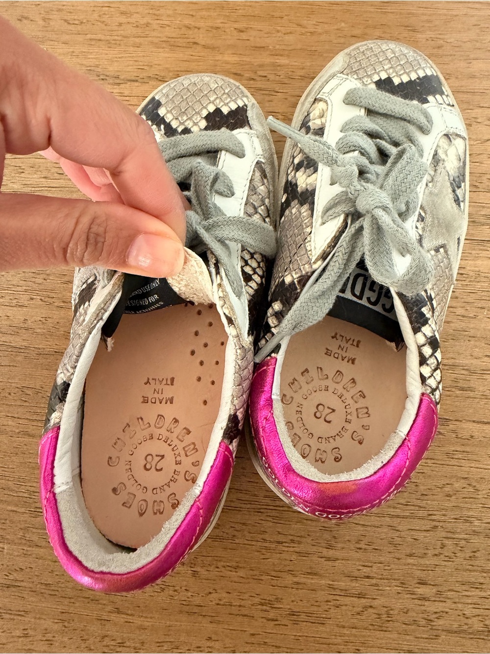 GOLDEN GOOSE SUPERSTAR New Snakeskin Kids Sneakers Pink - ICE STAR 28 / 11 KIDS - Picture 3 of 4